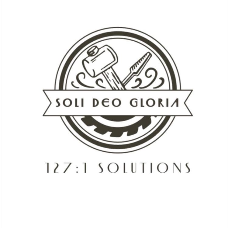 127:1 Solutions seal — crossed hammer and trowel, Soli Deo Gloria